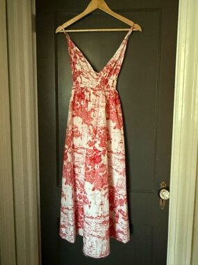 Vineyard Vines Red Toile Midi Dress M